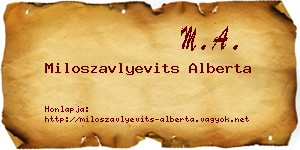 Miloszavlyevits Alberta névjegykártya